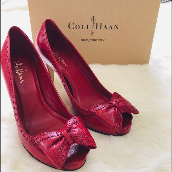 Cole Haan Shoes - COLE HAAN Nike Air Red Peep Toe Platform Pumps